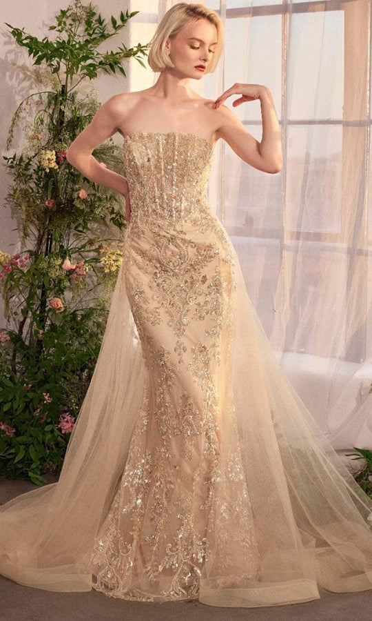 Andrea and Leo A1365 - Strapless Tulle Overskirt Evening Gown