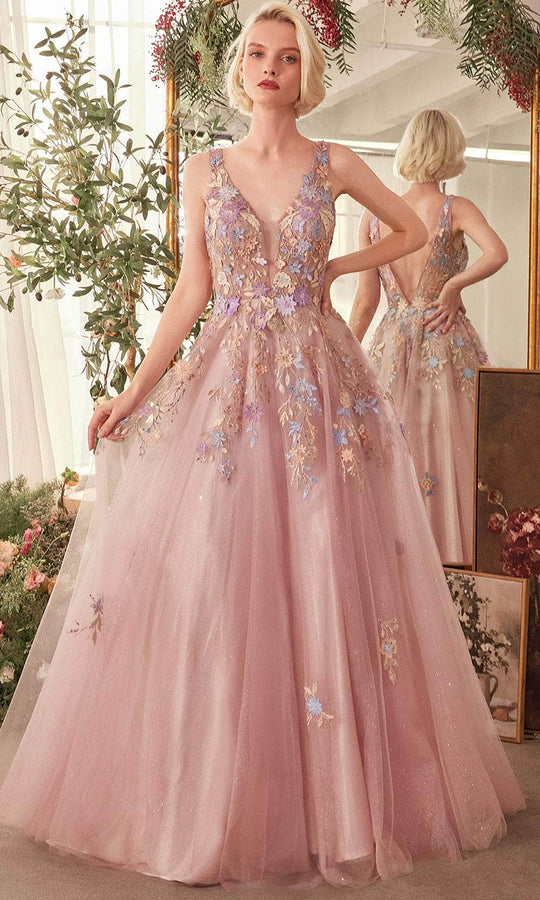 Andrea and Leo A1394 - Multicolored Lace Bodice A-Line Prom Gown