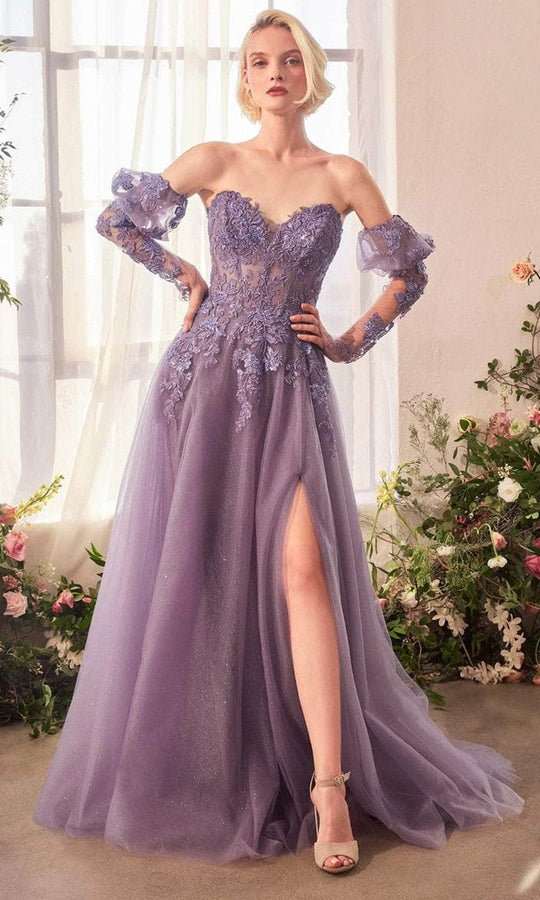 Andrea and Leo A1398 - Lace Appliqued Strapless Evening Gown