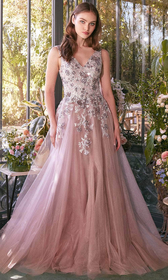 Andrea and Leo A1401 - Embroidered Wide Straps Prom Gown