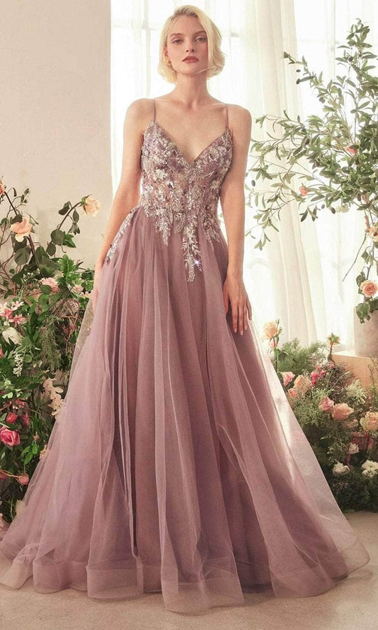 Andrea and Leo A1419 - V-Neck Beaded Applique Prom Gown