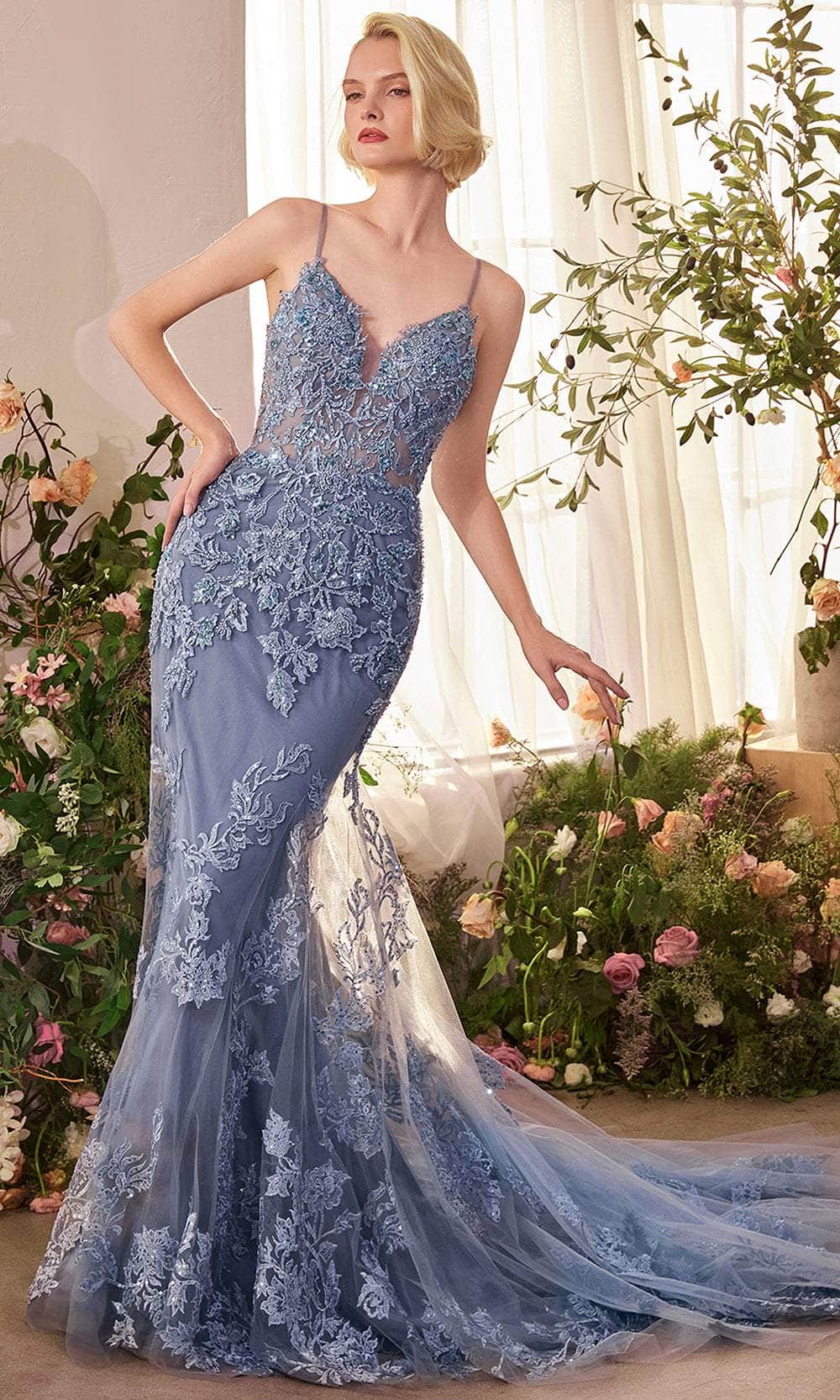 Andrea & Leo A1421 Lace Beaded Floral Mermaid Dress, Sage / 14 Andrea & Leo A1421 Lace Beaded Floral Mermaid Dress, Sage / 14