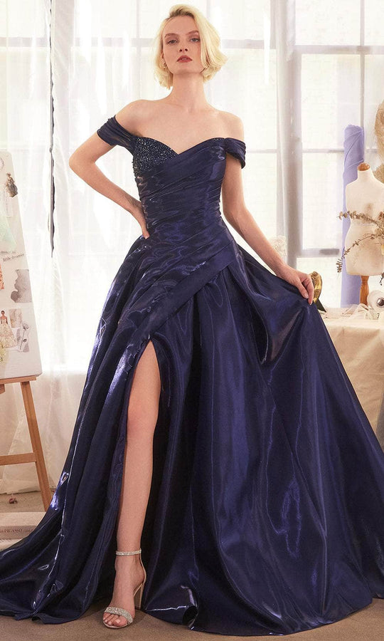 Andrea and Leo A1424 - Ruched Off Shoulder Organza Ballgown