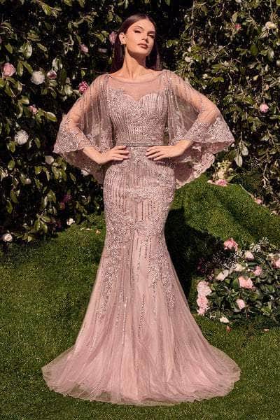 Andrea and Leo MA105 - Cape Sleeve Evening Gown