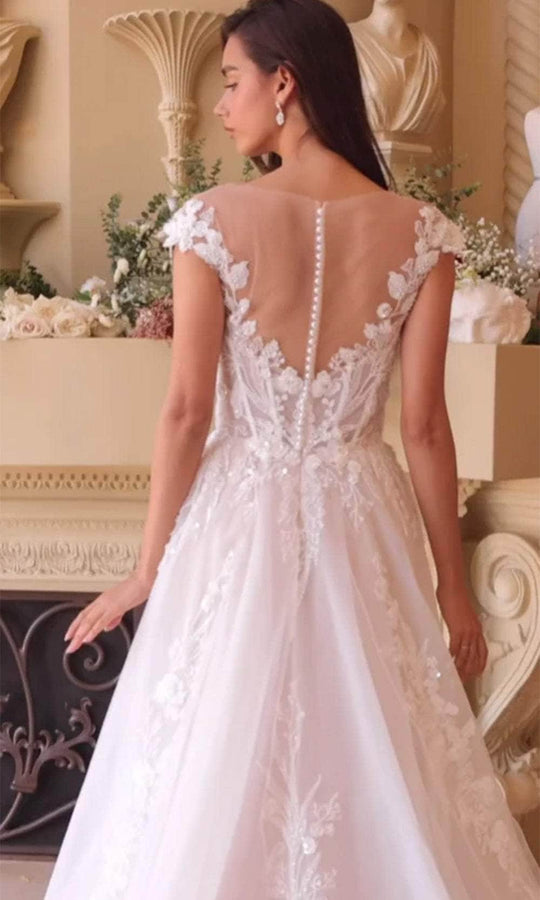 Andrea and Leo WL038 - Illusion Bateau A-Line Bridal Gown