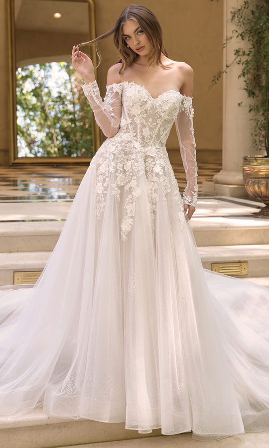 Andrea and Leo WL067 - Illusion Sleeve Lace Applique Bridal Gown