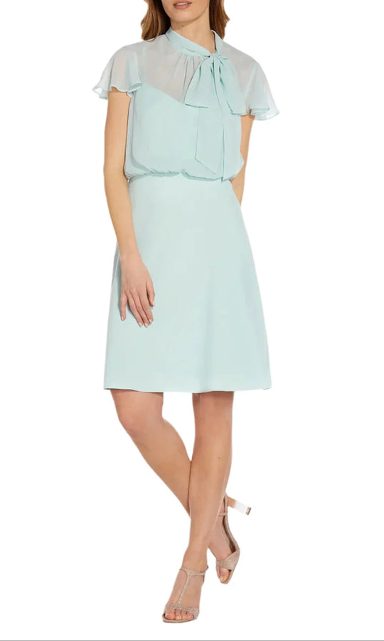 Adrianna Papell AP1D104473 - High Neck Flutter Sleeve A-Line Dress