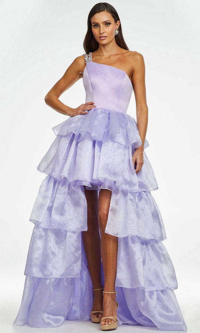 Ashley Lauren 11159 - Tiered A-Line Evening Gown Prom Dresses 0 / Lilac
