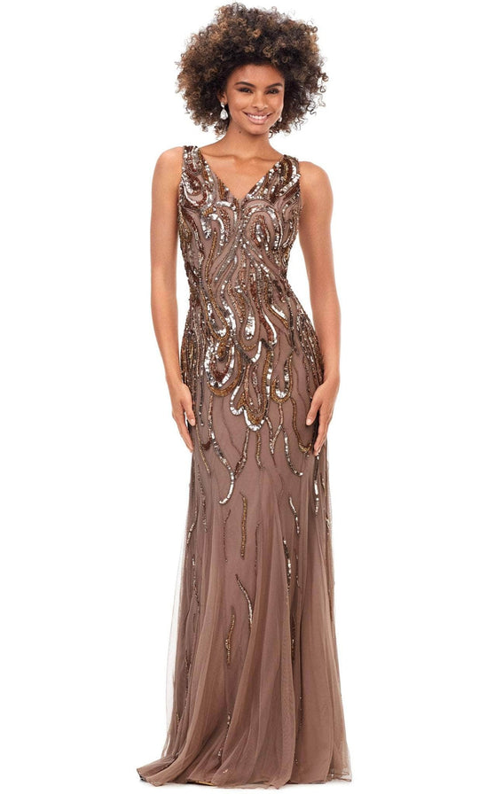Ashley Lauren 11204 - Sequin Embellished V-Neck Evening Gown