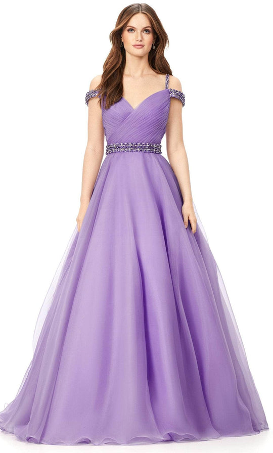 Ashley Lauren 11221 - Cold Shoulder Beaded Belt Ballgown