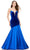 Ashley Lauren 11264 - Strapless Velvet Mermaid Gown Evening Dresses 0 / Royal