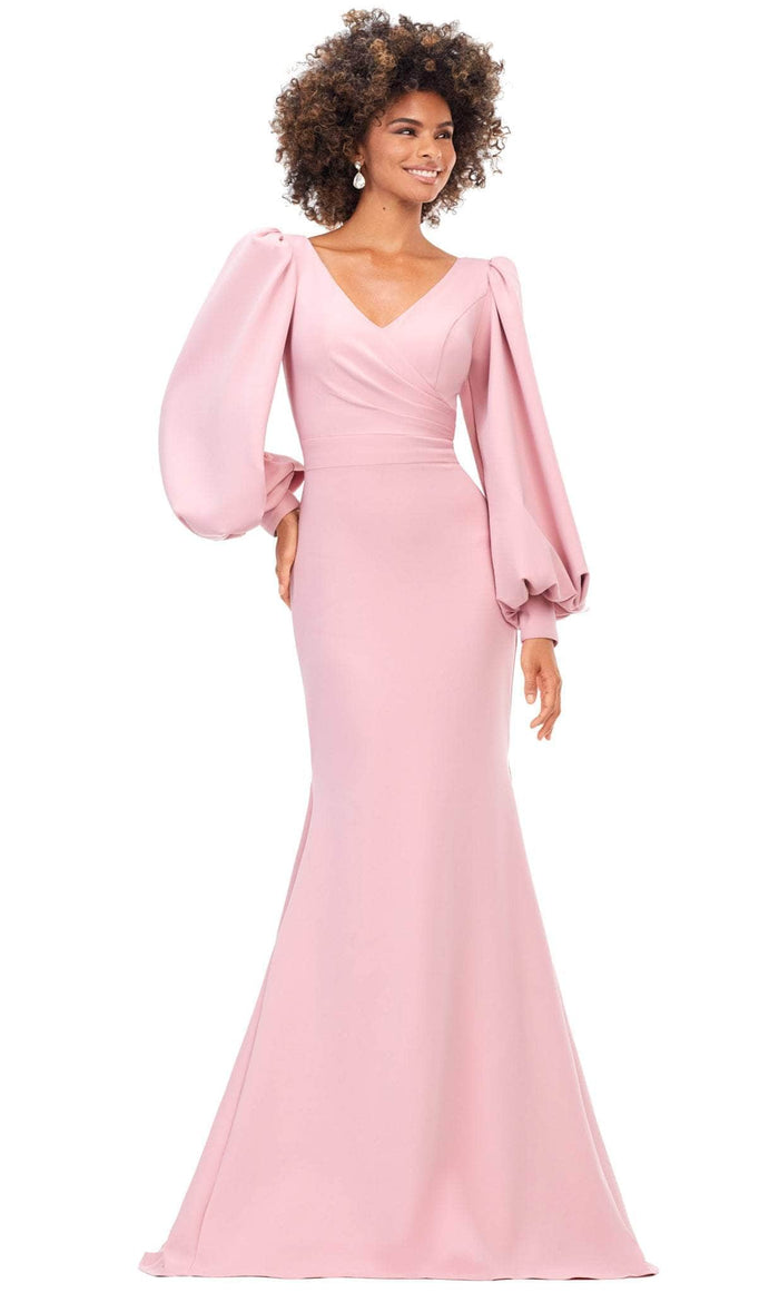 Ashley Lauren 11345 - V-Shaped Back Bishop Sleeve Prom Gown Prom Dresses 6 / Rose