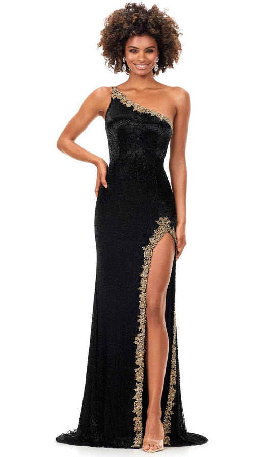 Ashley Lauren 11352 - One Sleeve Beaded Evening Gown