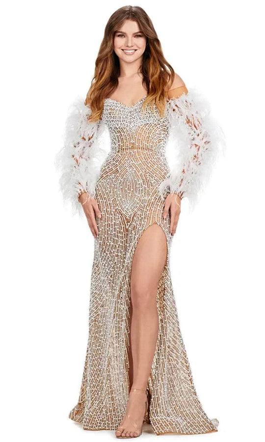 Ashley Lauren 11359 - Fully Beaded Nude Illusion Gown