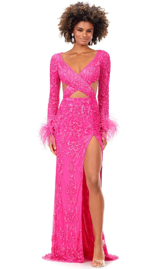 Ashley Lauren 11364 Beaded Crisscross Bodice Dress