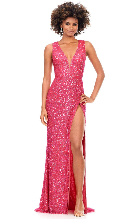 Ashley Lauren 11373 - Deep V-neck Sleeveless Evening Dress