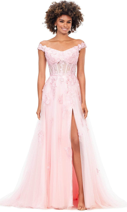 Ashley Lauren 11376 - Floral Appliqued Prom Dress