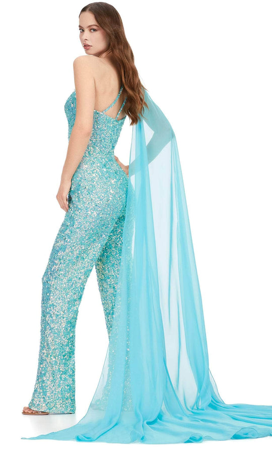 Ashley Lauren 11384 - One Sleeve Beaded Jumpsuit