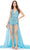 Ashley Lauren 11386 - Sequined Romper with Chiffon Overskirt Party Dresses 0 / Sky