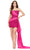 Ashley Lauren 11392 - Strapless Side Chiffon Short Dress Cocktail Dresses 0 / Neon Pink