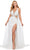 Ashley Lauren 11399 - Liquid Beaded Cut Out Long Gown Evening Dresses 0 / Ivory