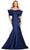 Ashley Lauren 11413 - Bow Accent Satin Mermaid Gown Evening Dresses 0 / Navy