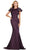 Ashley Lauren 11415 - Bow Accent Shoulder Satin Gown Evening Dresses 0 / Wine