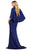 Ashley Lauren 11416 - Cape V Neck Gown Evening Dresses 8 / Deep Green