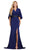 Ashley Lauren 11416 - V Neck Gown with Cape Evening Dresses 0 / Navy
