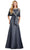 Ashley Lauren 11426 - Sleeveless Satin Gown with Shawl Evening Dresses 0 / Charcoal