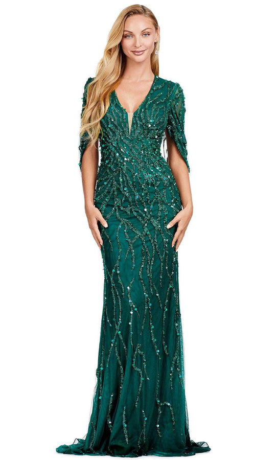 Ashley Lauren 11430 - Cape Sleeve Beaded Evening Gown