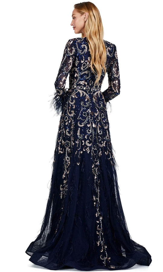 Ashley Lauren 11435 - Beaded Long Sleeve Evening Dress