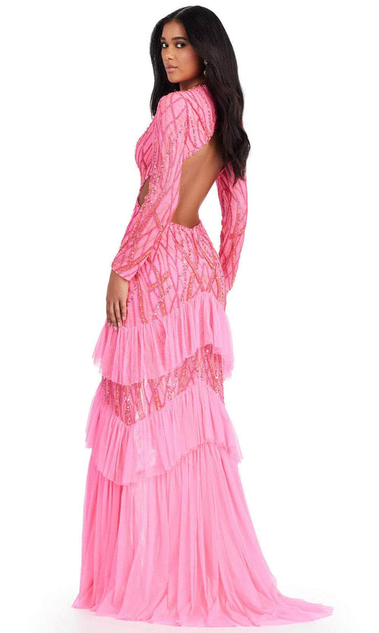 Ashley Lauren 11436 - V-Neck Sequin Embellished Evening Gown