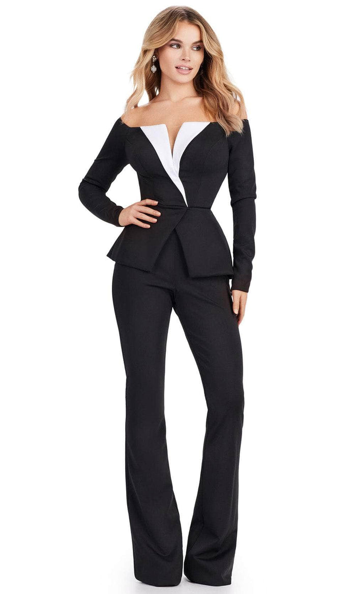 Ashley Lauren 11440 - Two-Piece Long Sleeve Jumpsuit Formal Pantsuits 0 / Black