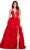 Ashley Lauren 11446 - V-Neck Ruffled A-Line Prom Gown Prom Dresses 00 / Red