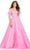 Ashley Lauren 11447 - Feathered Cold Shoulder Evening Gown Evening Dresses 00 / Pink