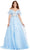 Ashley Lauren 11447 - Feathered Cold Shoulder Evening Gown Evening Dresses 00 / Sky