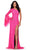 Ashley Lauren 11452 - Feather Bell Sleeve Prom Dress Prom Dresses 0 / Hot Pink