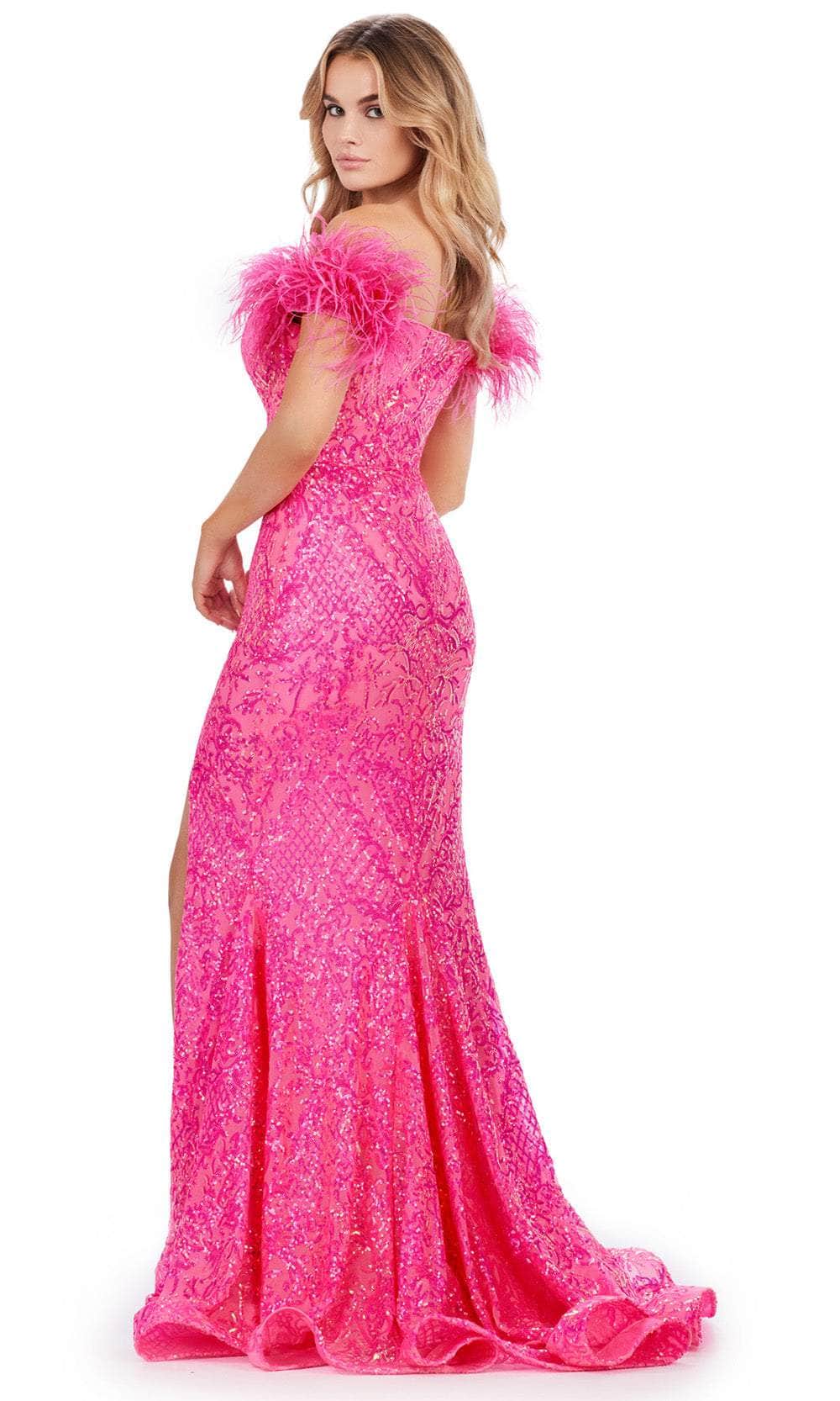 Ashley Lauren 11463 - Feather Sleeve Sequin Prom Dress – Couture Candy