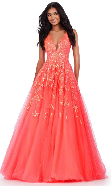 open lace back dress Cute Mermaid Strapless Coral Sequins Long Prom Dress with Slit AB4011801 main image 1