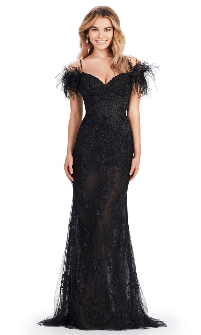 Ashley Lauren 11481 - Lace Mermaid Prom Dress Prom Dresses 00 / Black