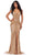 Ashley Lauren 11488 - Fully Beaded Front Slit Evening Gown Pageant Dresses 0 / Gold