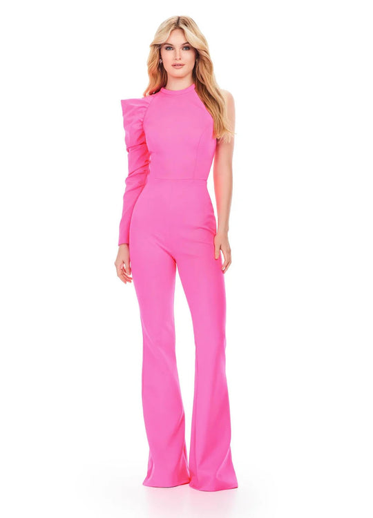 Ashley Lauren 11531 - Puff Sleeve High Neck Jumpsuit