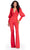 Ashley Lauren 11533 - Long Bishop Sleeve Scuba Jumpsuit Formal Pantsuits 0 / Red