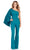 Ashley Lauren 11534 - Ruffled Cape Sleeve Jumpsuit Formal Pantsuits 0 / Teal
