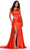 Ashley Lauren 11537 - Draped Satin Prom Dress Special Occasion Dress 00 / Orange