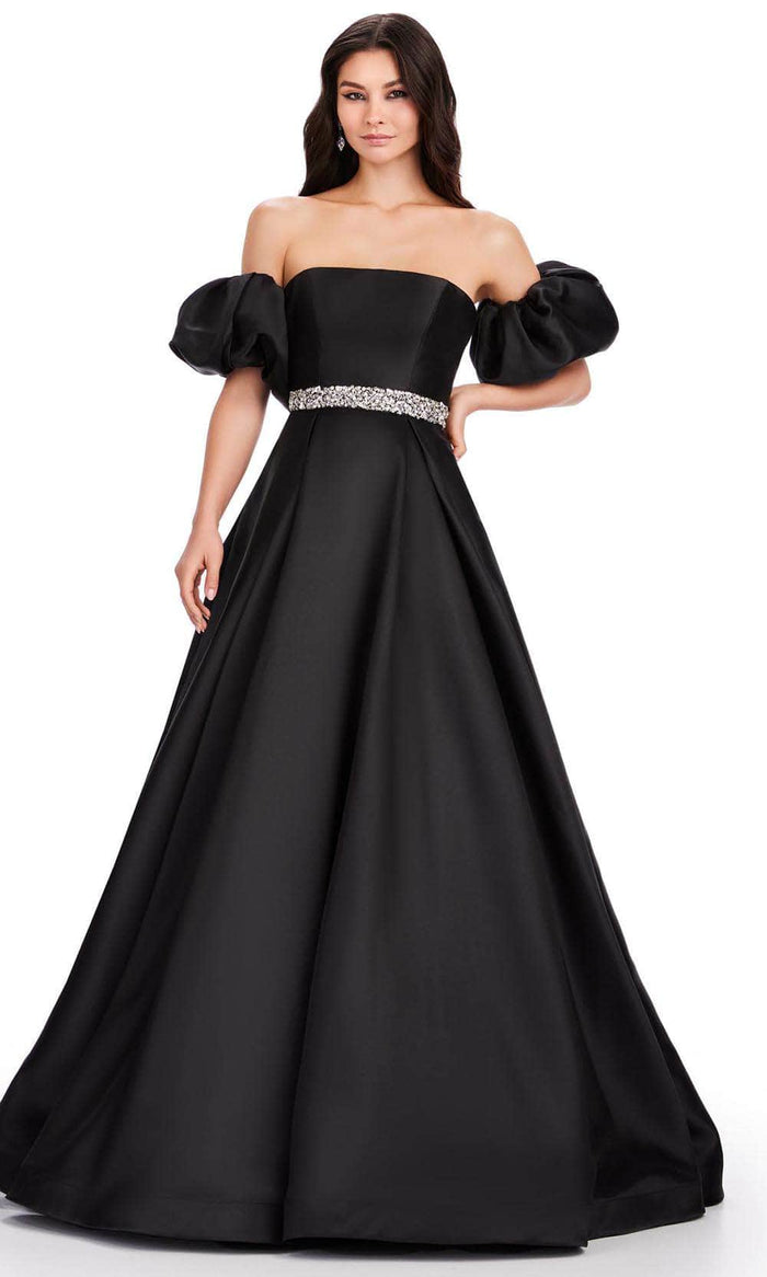 Ashley Lauren 11543 - Bejeweled Waist Prom Dress Prom Dresses 00 / Black