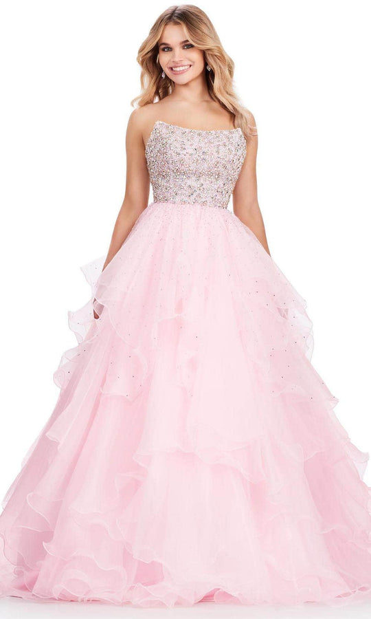 Ashley Lauren 11545 Beaded Strapless Ruffled Dress