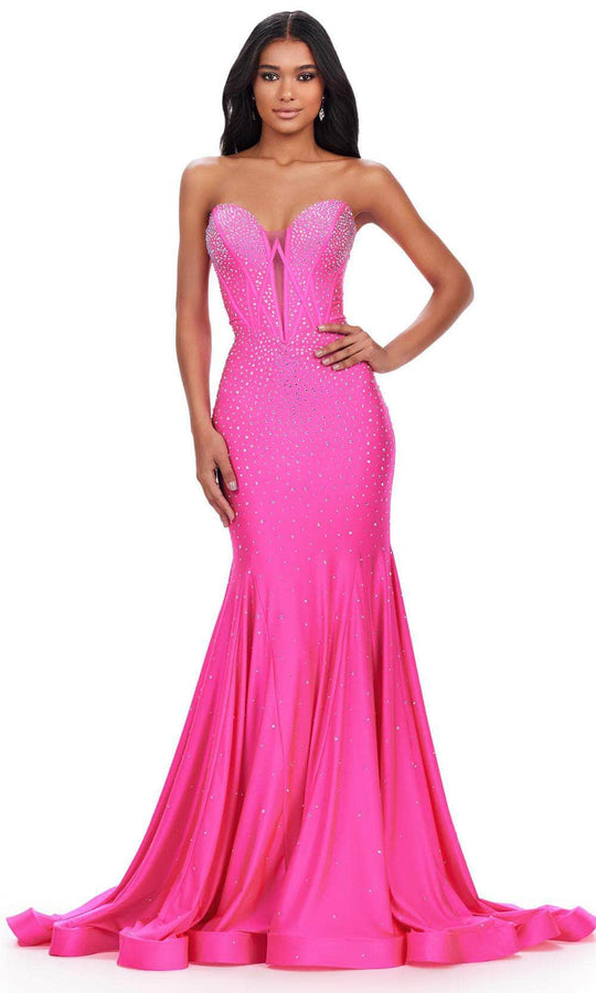 Ashley Lauren 11560 - Plunging Sweetheart Beaded Evening Gown