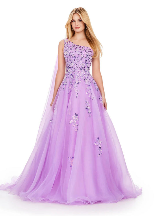 Ashley Lauren 11573 - One Shoulder Organza Prom Dress